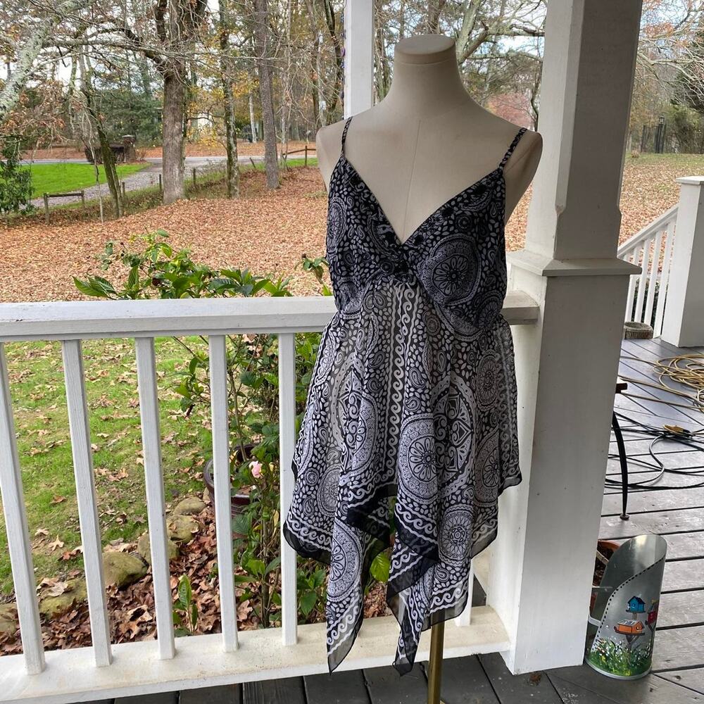 Vintage black paisley asymmetrical fairy top